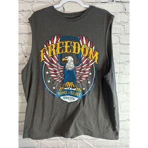 Faded Glory Men’s XL T-Shirt – Grey “American Freedom Home of the Brave”
